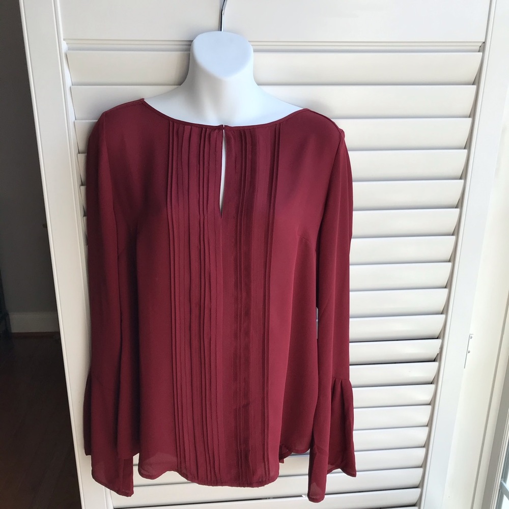 NWT WHBM Red Silky Long Sleeve Shirt Sz 8